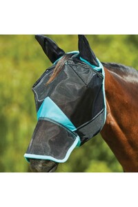 2024 Weatherbeeta Comfitec Deluxe Fine Mesh Fly Mask With Ears & Nose 1006941 - Black / Turquoise